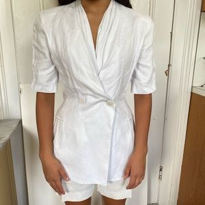 Linen Draped  fitted Jacket